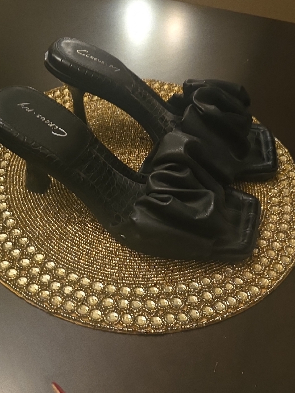 Circus by Sam Edelman Black Ruched Mule Heels